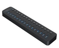 Hub USB Orico 16x USB-A 3.0 z włącznikami - czarny